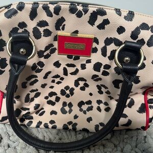 Betsey Johnson Cream and Black Leopard Satchel